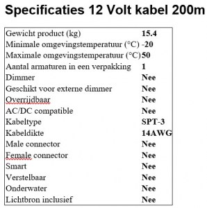 Lightpro 12 Volt Kabel AWG14 - 200m 200C14 Accessoires A. van Elk BV